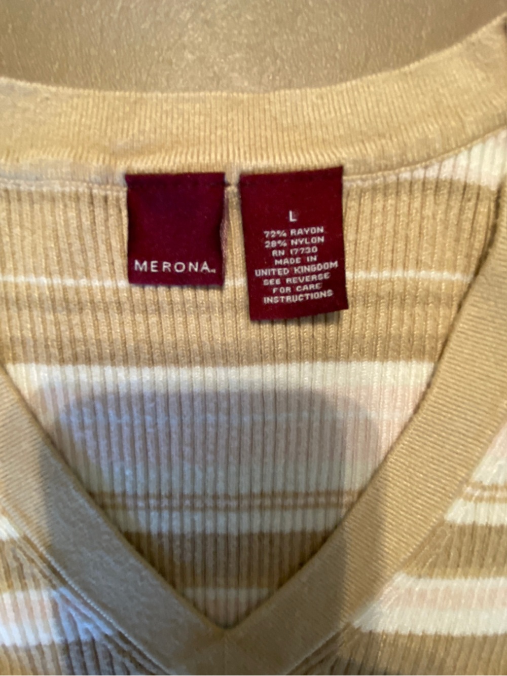 Merona Beige and White Striped V-Neck Knit Tank - Picture 3 of 3